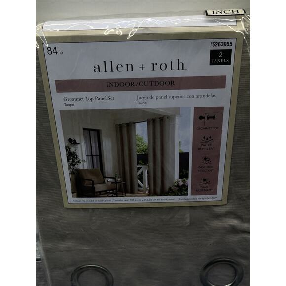 Allen + Roth 40"X84" Grommet Top Curtain TAUPE Panel Set (2 Panels) #5263955. - Picture 2 of 10